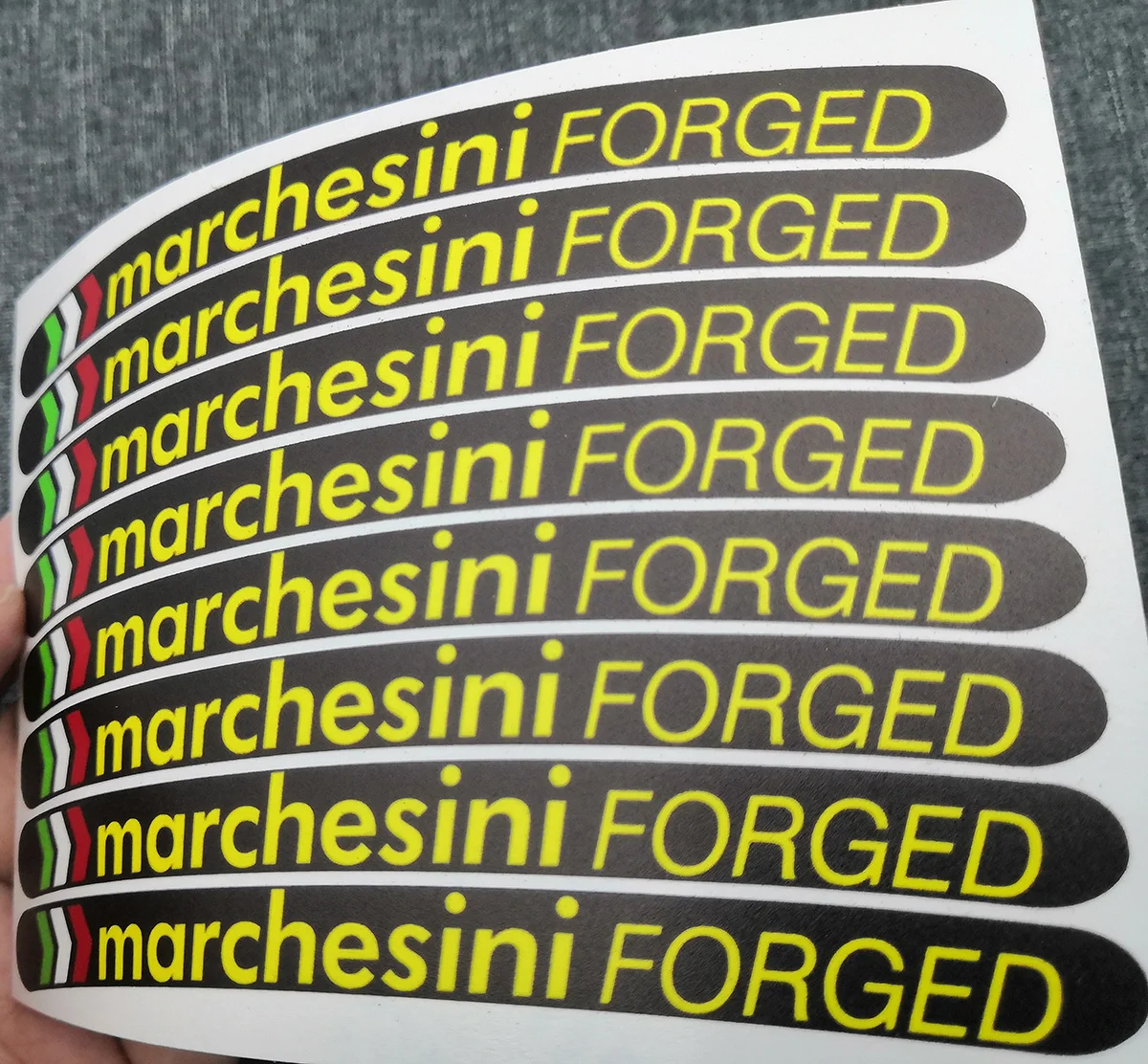 8X Marchesini FORGET Motorcycle Wheel Decals Rim Stickers Set Laminated For Ducati 848 1098 1198