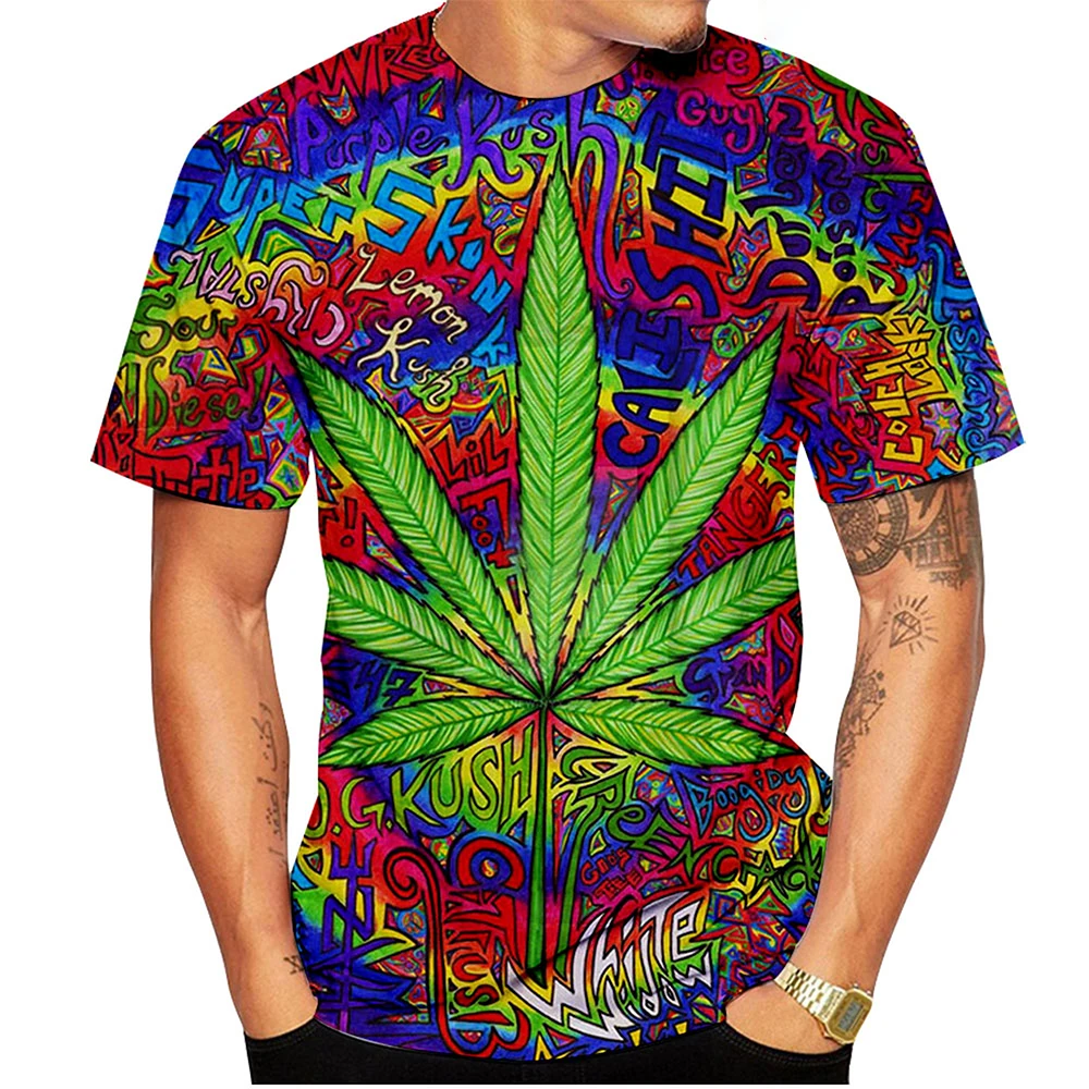 2024 جديد محب الأعشاب الخضراء يترك الرجال النساء تي شيرت ثلاثية الأبعاد طباعة شاطئ البحر عادية مضحك تي شيرت حجم كبير موضة 100-6XL الملابس #5