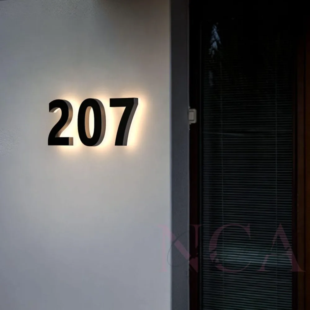 Outdoor Led House Number Sign Personalized Address Number Signs Metal BackLit Numbers Plaques for Home Hotel Room Door Decor