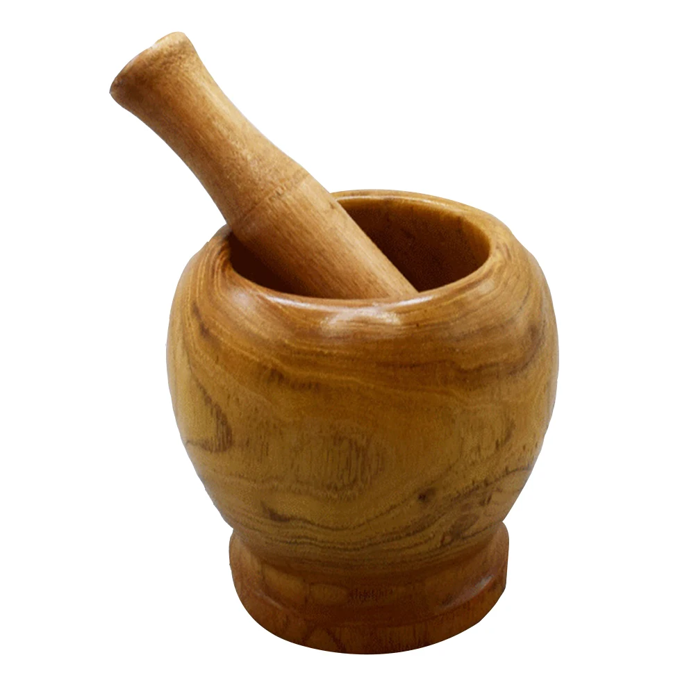 

1Set Kitchen Garlic Chopper Handcrafted Wood Mortar and Pestle Set Ideal for Mashing Garlic Grinding Spices Pills