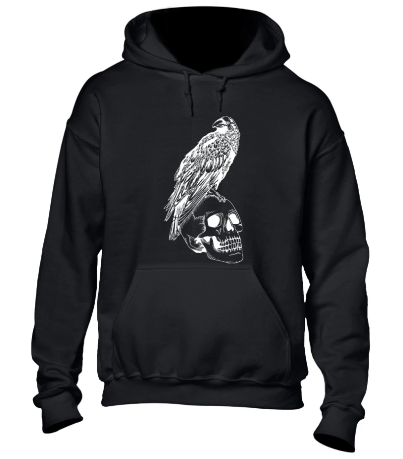 

Толстовка с капюшоном Crow & Skull, унисекс, крутая новинка, Viking Norse Odin Thor, кельтский модный дизайн, Death Raven, колдовство, языческий крутой