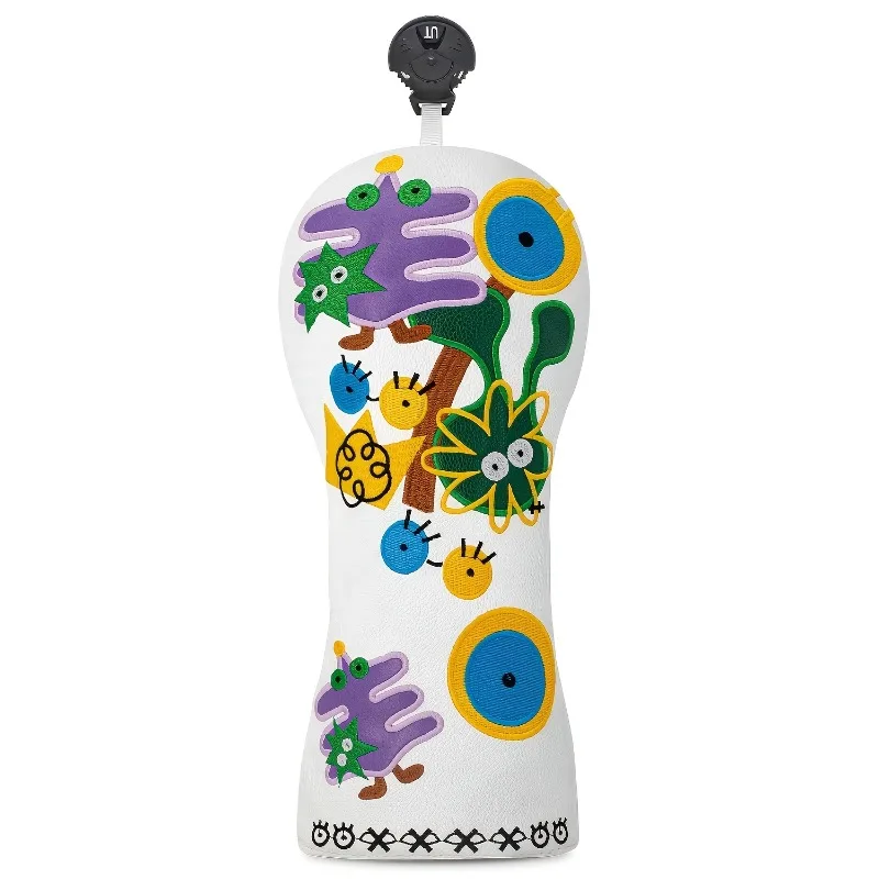 Golf Club Head Cover with Fresh White Abstract Graffiti Design | Durable Protective Equipment, PU Material, Golf Accessories image 4