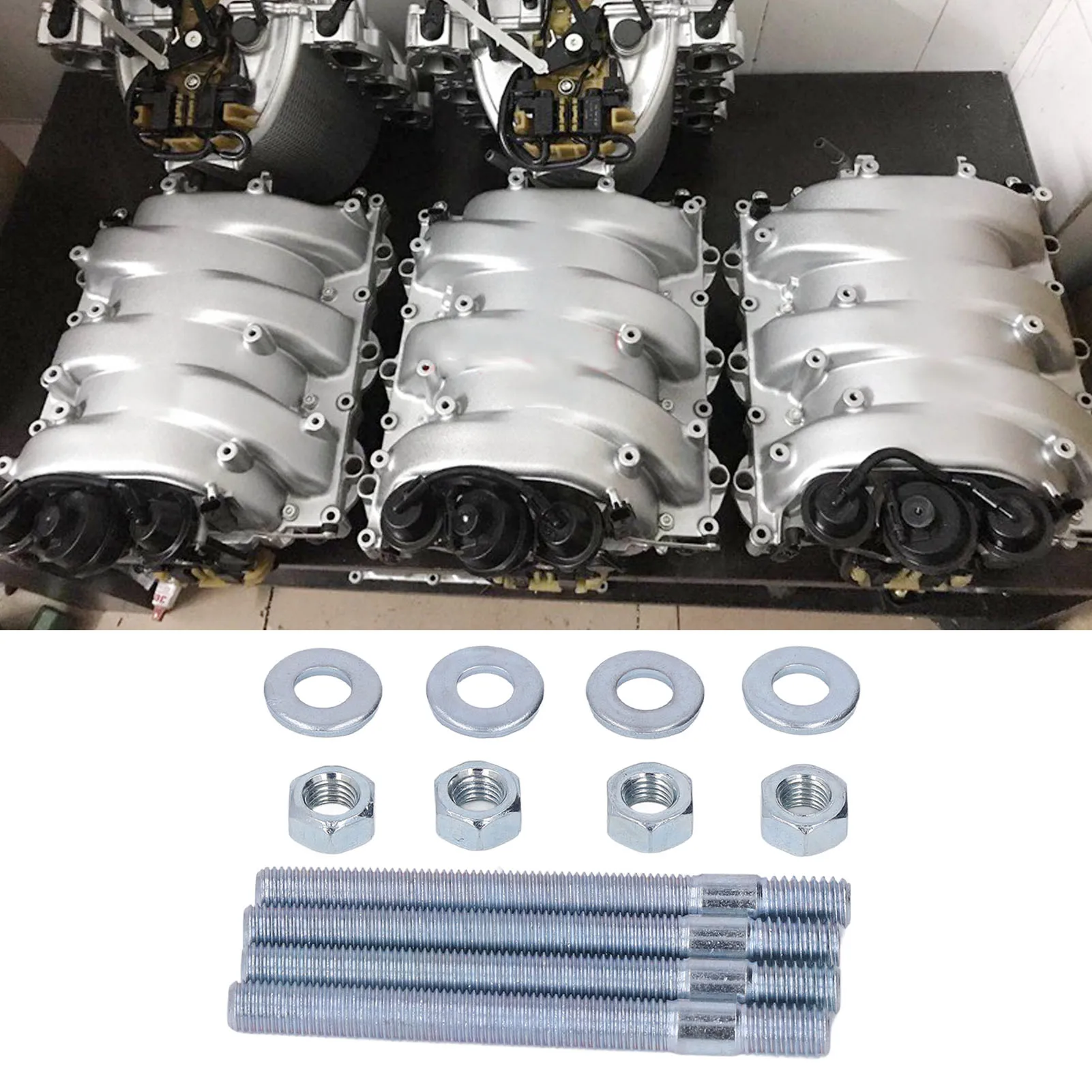 Carbureter Stud Carburetor Mounting Stud Kit Zinc Plated 3.5inch High Strength with Spacers for 5/16in Threads Intake Manifold