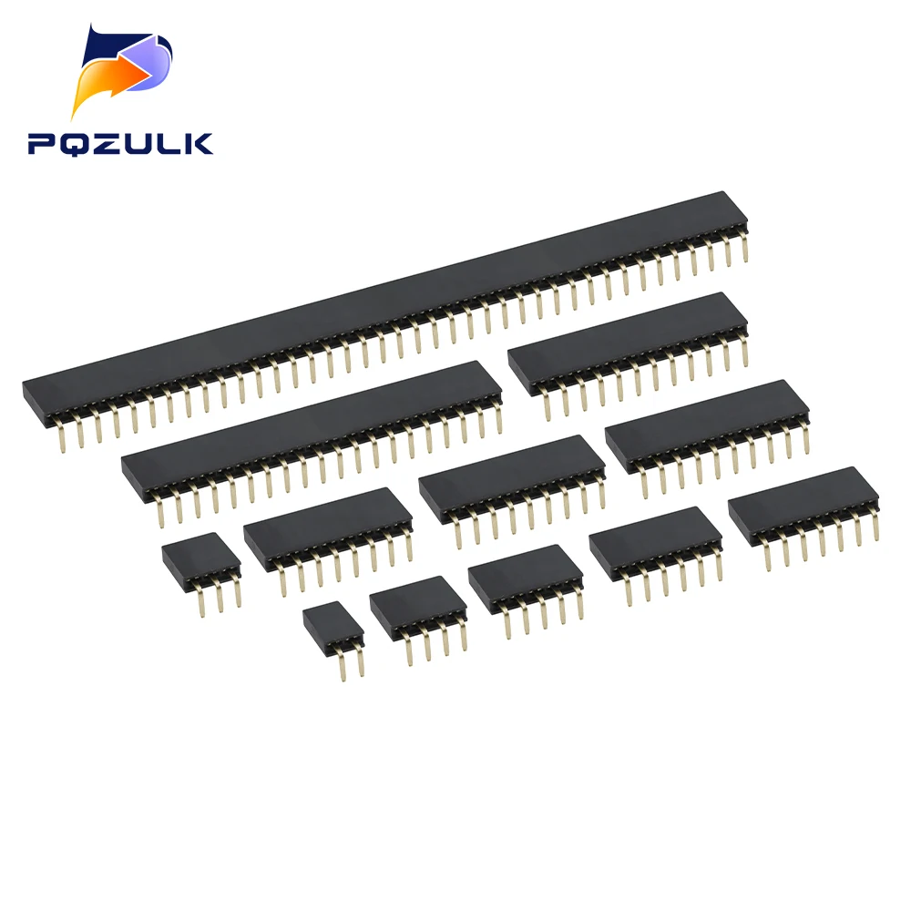 10Pcs Single Row 90 degree bent Female Header Socket Pitch 2.54mm 1*2P 3P 4P 5P 6P 7P 8P 9P 10P 20P 40Pin Connector