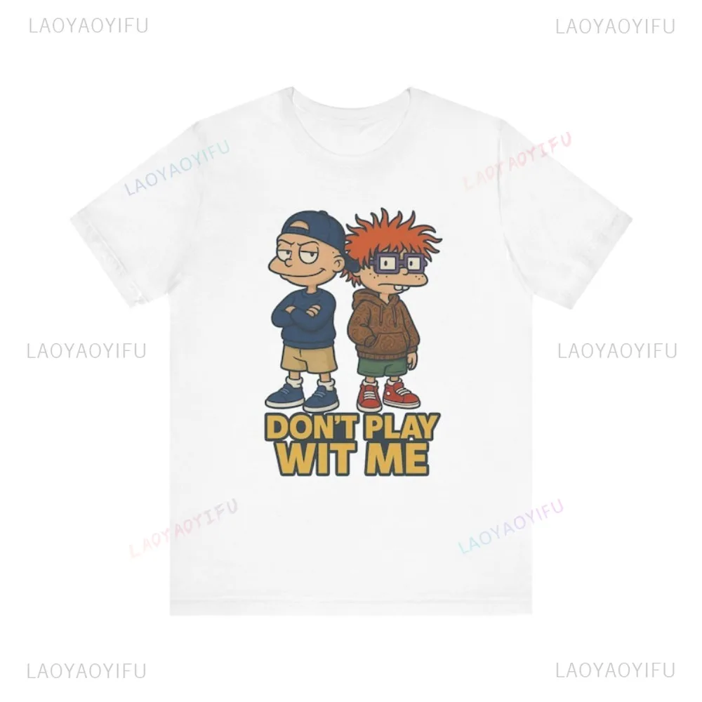 كول الكرتون Rugrats الجرافيك التي شيرت 80s 90s خمر أنيمي مطبوعة عادية موضة رجل الشارع الشهير الصيف قصيرة الأكمام المرأة تيز