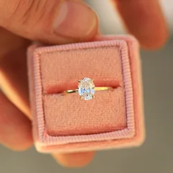 DWJ 1-8CT Oval Zircon Gorgeous Sparkling Ring For Women Engagement Wedding Real 925 Sterling Silver Luxury High Quality Jew