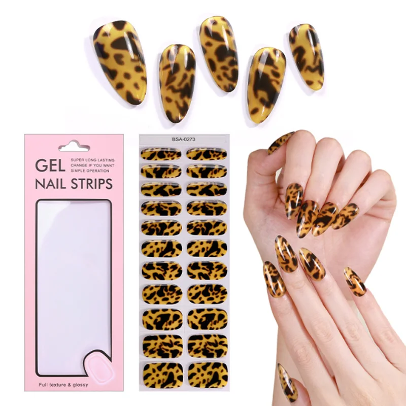 

Бесплатные УФ-гелевые наклейки для ногтей «сделай сам», леопардовый принт, полное покрытие, клейкие обертывания для ногтей, полоски для прессования ногтей, Pegatinas Para Uñas, типсы для ногтей