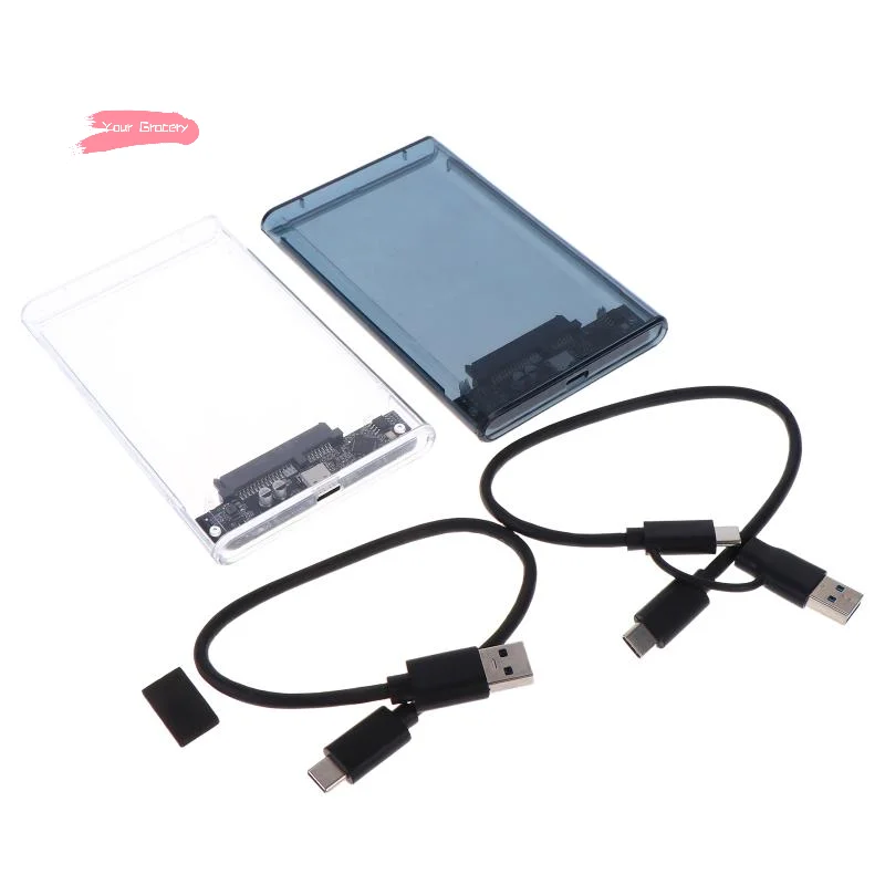 Y-USB Type C 2.5 Inch External Storage Case SATA to USB 5Gbps Transparent Hard Drive Enclosure for HDD/SSD Compatible with PCs