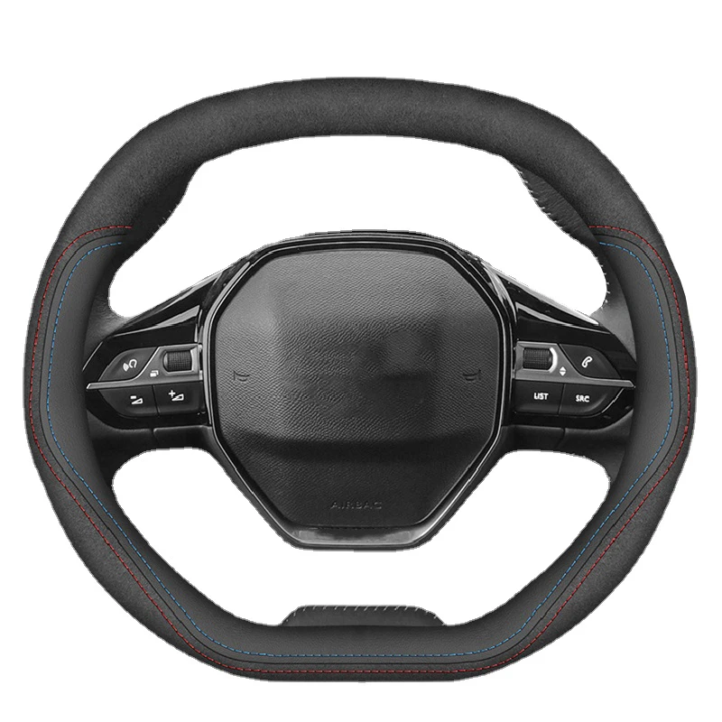 

Car Steering Wheel Cover 34cm for Peugeot Upper and Lower Flat 508L 2008 5008 4008