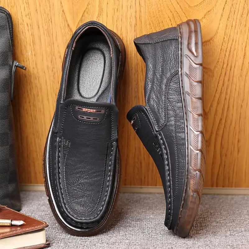 

British Style Men'S Business Leather Shoes Casual Non-Slip Large Size Elegant Middle-Aged And Elderly Black Leather Shoes For Me