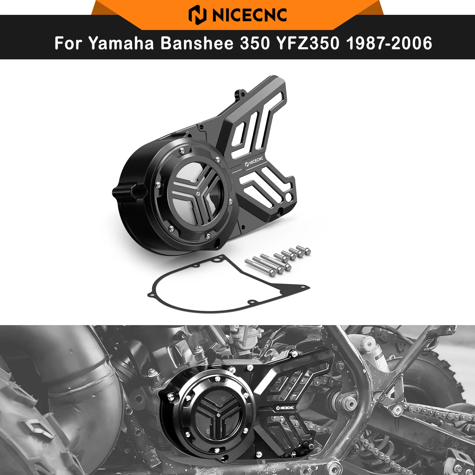 NICECNC For Yamaha Banshee 350 YFZ350 1987-2006 ATV Stator Cover with Clear View Window Easy-Split Aluminum Replace 2GU-15111-00