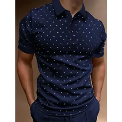 2023 Spring and Summer New Men's Printed Casual Turn-down Collar Polo Shirt Men's Business Casual Short-sleeved Shirt