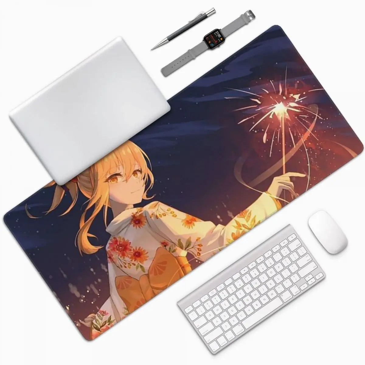 Genshin Impact Yoimiya Anime Large Mouse Pad Computer Keyboard Mouse Mat Gaming PC Laptop Desk Mat Office Accessories Table Mats