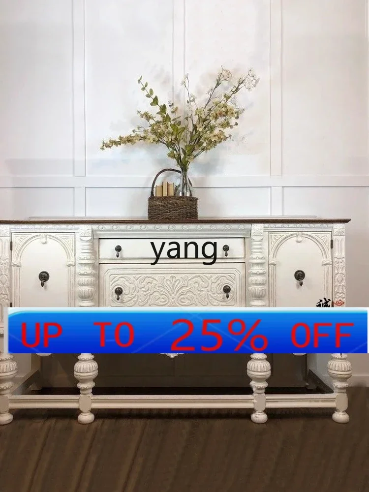 

LH wall decorative cabinet living room locker retro solid wood carved dining side cabinet