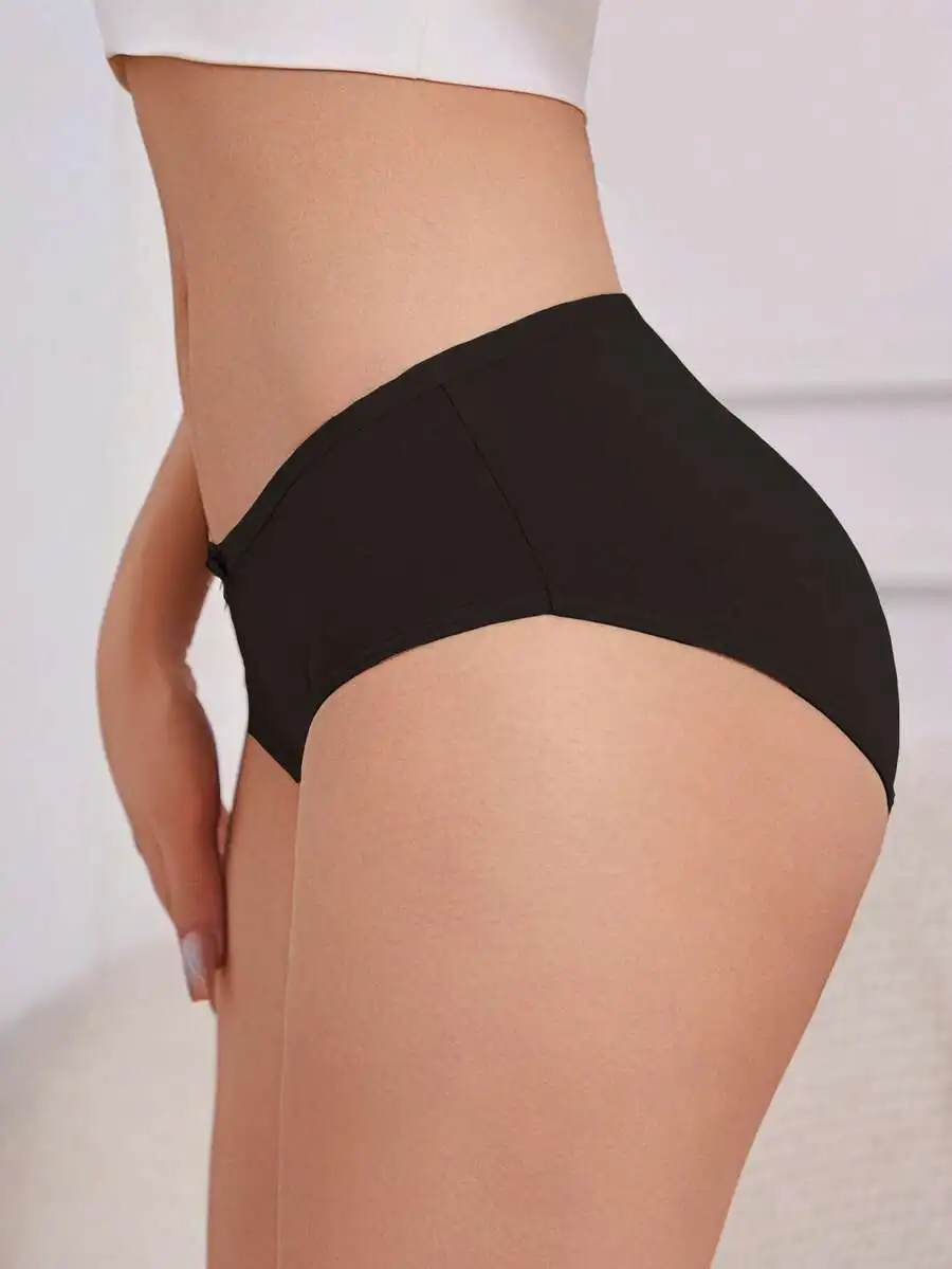 

Cotton Solid Color Comfortable Womens Briefs High-Rise Underwear S-XXL