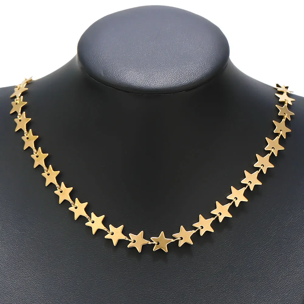 1 Meter Gold Color Stainless Steel Carved Star Shape Chains DIY Hip-hop Necklaces Fancy Chain Jewelry Accessories Gifts Making