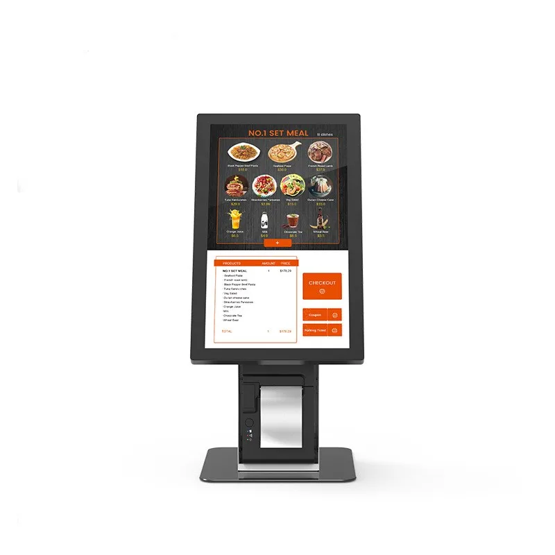 

17 19 21.5 inch LCD screen floor-to-ceiling self-service ordering kiosk thermal printer wall-mounted bill payment kiosk