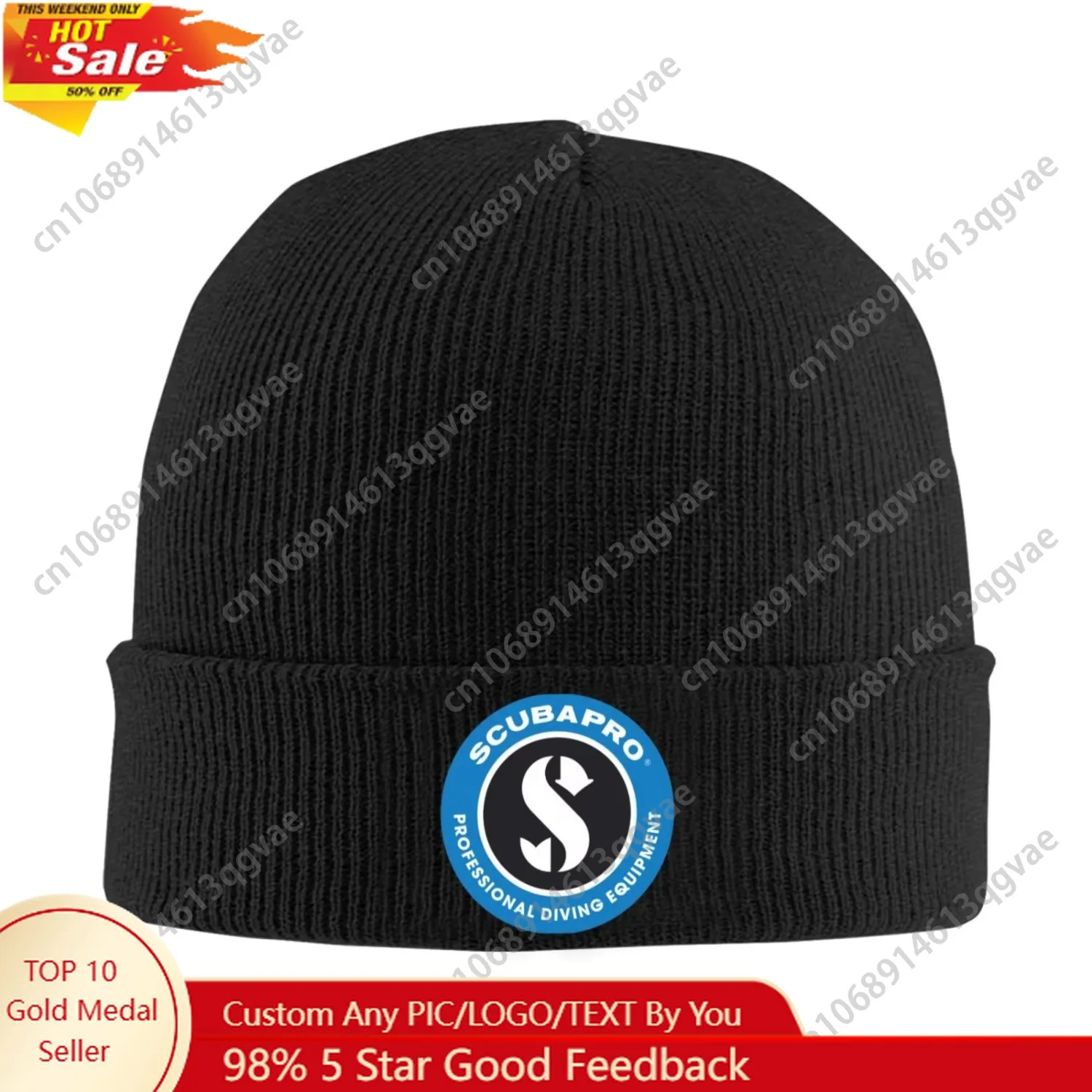 

Scubapro Print Beanie Vintage Graphic Knit Hat Retro Streetwear Soft Warm FatherDay Gift Idea Present for Man and Woman