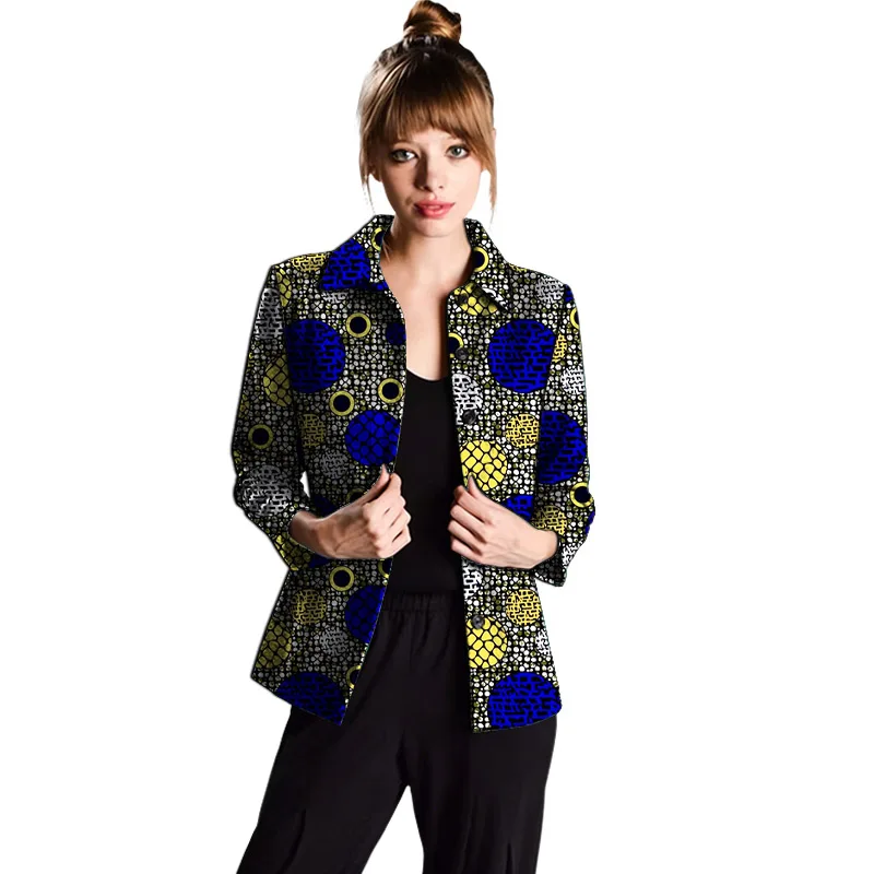 Casual Women's Lapel Jacket African Print Fashion Item Original Design Ankara Outfit Female Short Coats Customized