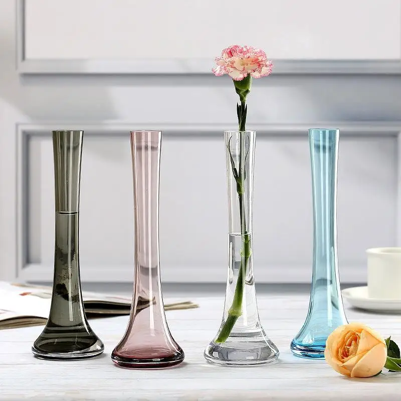 Colorful Transparent Glass Vases, Creative Tilted Hydroponic Vases, Artificial Flower Decorations, Desks, Home Decor, Modern
