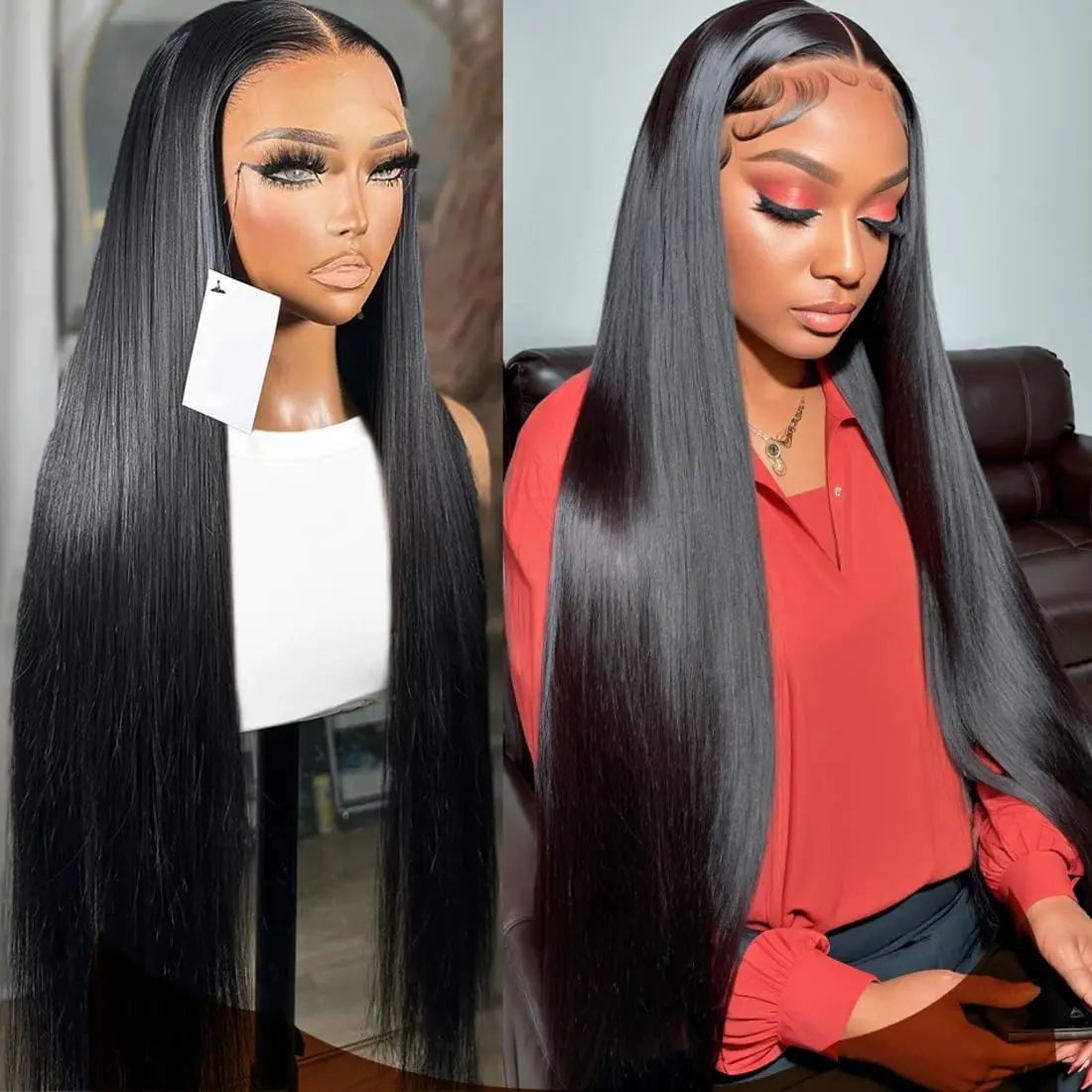 Ketebalan 200 13x4 13x6 Wig rambut manusia renda depan transparan HD lurus tulang 30 32 inci Wig Frontal renda pra pencabutan untuk wanita