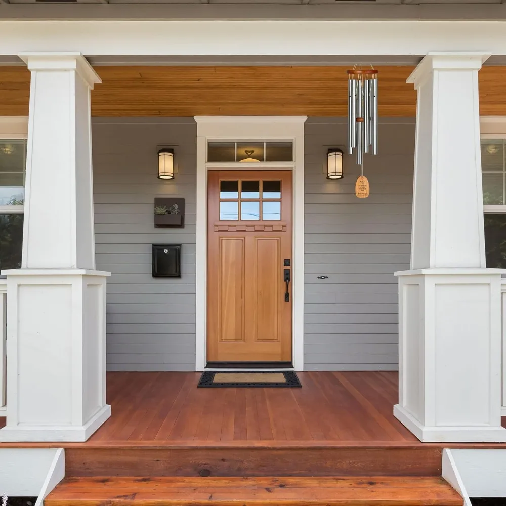 Carrilhão de vento memorial prateado de 24 polegadas com pomba personalizada e incrível homenagem de graça