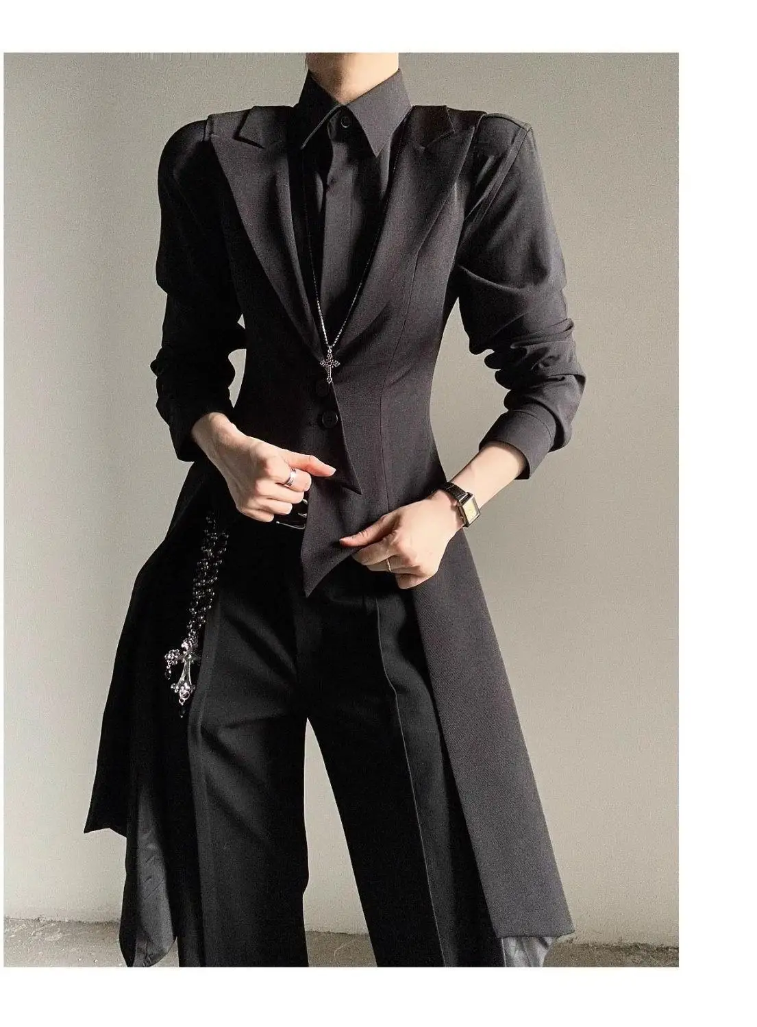 Conjunto de Traje Negro a Medida para Hombre y Mujer, Primavera-Otoño, Estilo Elegante, Chaqueta Entallada, Chaleco de Traje ...
