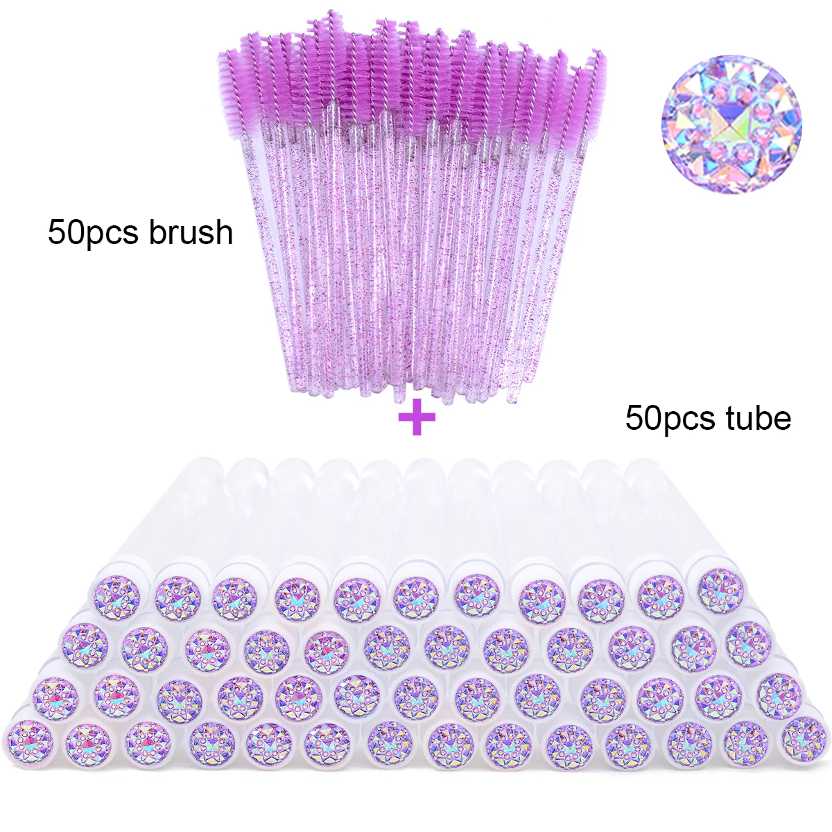 50Pcs Wimpern Pinsel Rohre Mit Kristall Lash Mascara Wands Augenbraue Kamm Spoolies Container Lash Pinsel Applikatoren Make-Up-Tools