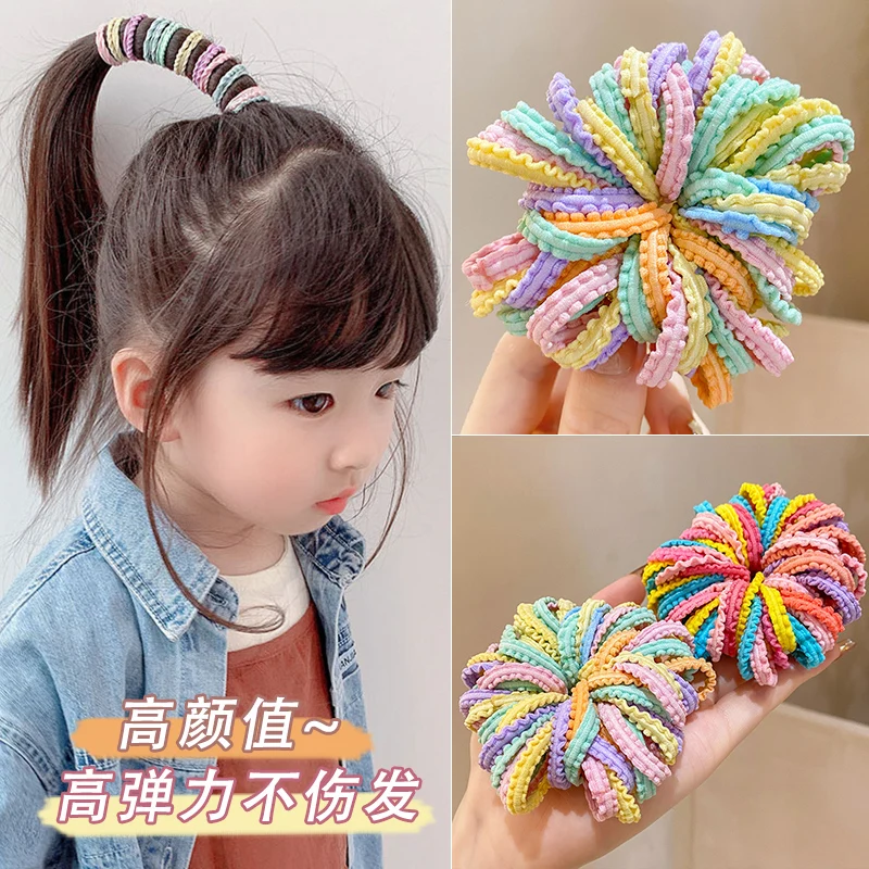 100/300/500PC dasar elastis ikat rambut untuk anak perempuan warna-warni nilon ekor kuda terus Scrunchie karet gelang Fashion anak aksesoris rambut