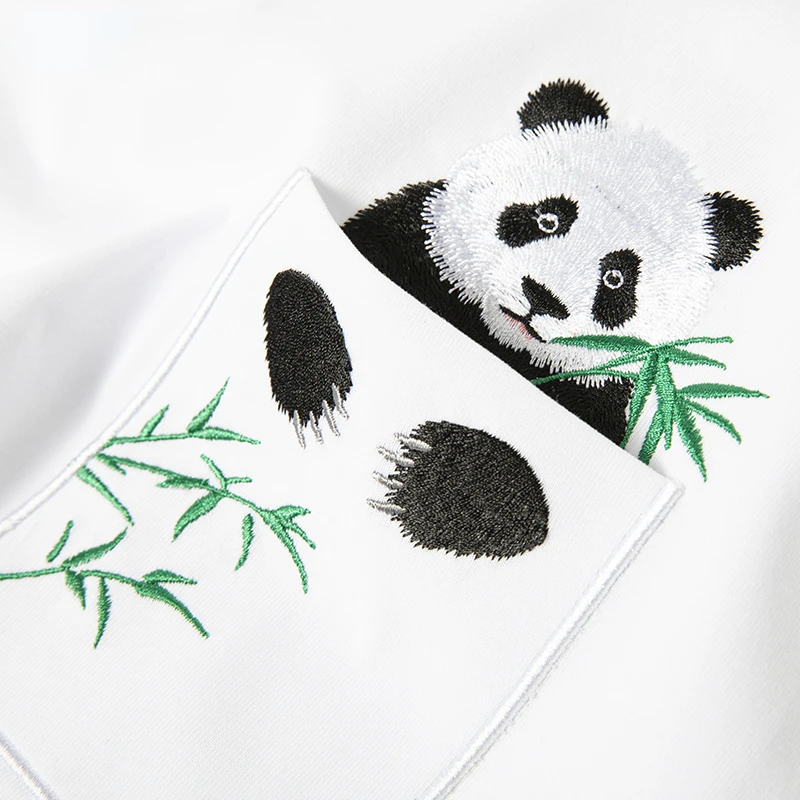 Bear Embroidery T Shirt Men Simple Casual T Shirt Pocket Designer Tees Short Sleeve Cotton Harajuku Streetwear Panda Big Size