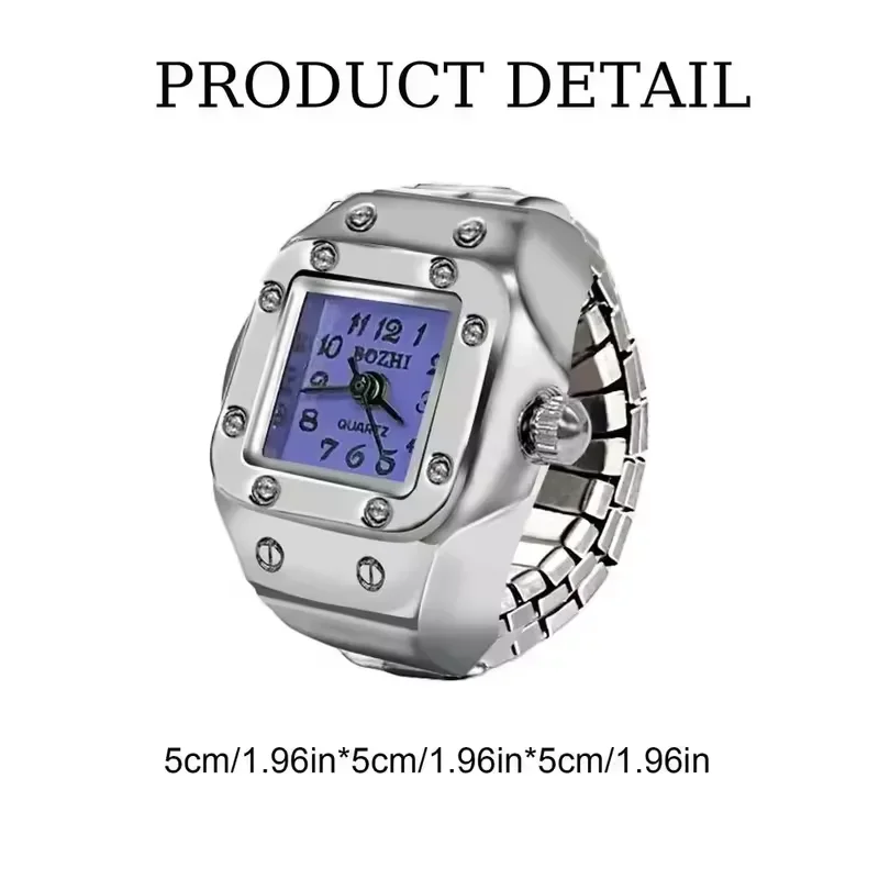 ساعة كلاسيكية بحلقة فضية اللون للرجال والنساء غير عادية ومبتكرة صغيرة مربعة من الفولاذ المقاوم للصدأ ساعات الزوجين أفضل هدية عيد ميلاد