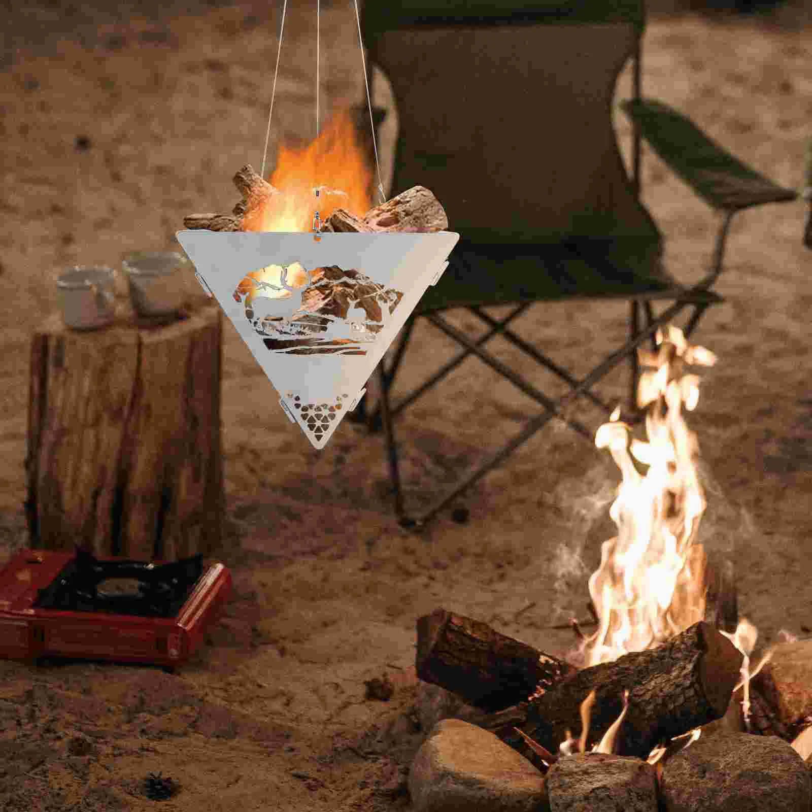 Bonfire Stove Hanging Triangle Campfire Platform Metal Adjustable BBQ Camping Supplies Pit