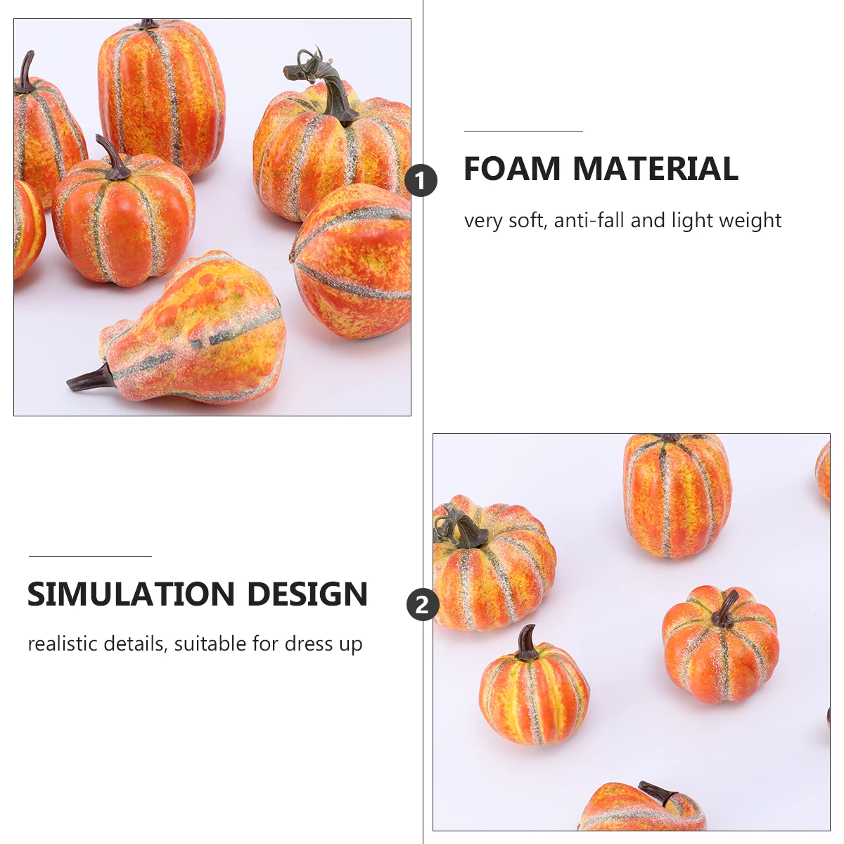 

8 Pcs Simulation Pumpkin Suit Fall Decorative Foam Craft Halloween Party Table Ornament Eco Friendly Rural Atmosphere