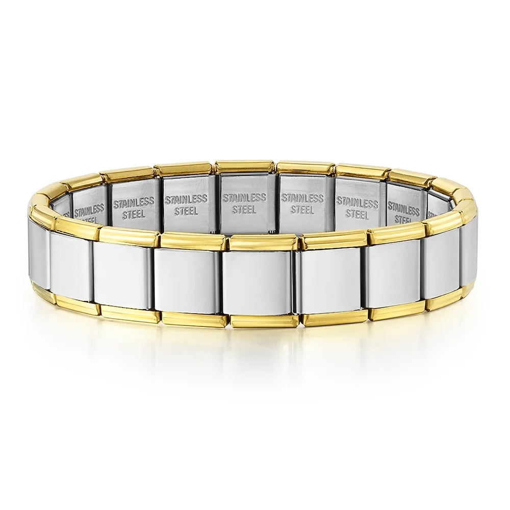 URING Frauen Männer Einfache Armreifen Charms Italienische Links Edelstahl 9mm Breite Mode Gold Farbe Armbänder Schmuck Geschenke