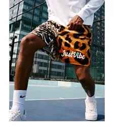 Summer Beach Shorts Men 2024 New Elastic Waist Leopard Print Casual Shorts Summer Loose Korean Fashion Short Pants