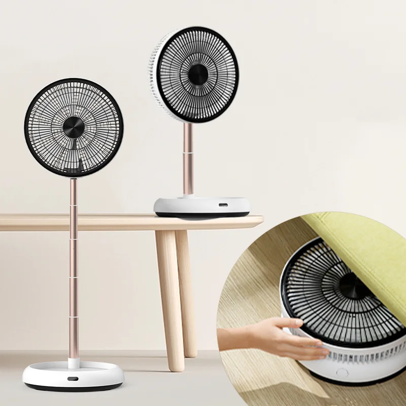 Circulador de aire eléctrico plegable telescópico 2 en 1, ventilador de CC, ventilador de soporte recargable con control remoto