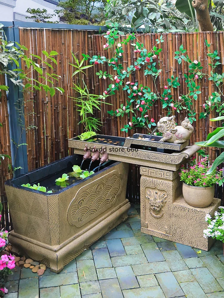 New Chinese-style courtyard flowing water ornament outdoor garden terrace landscaping fish pond circulating water feature