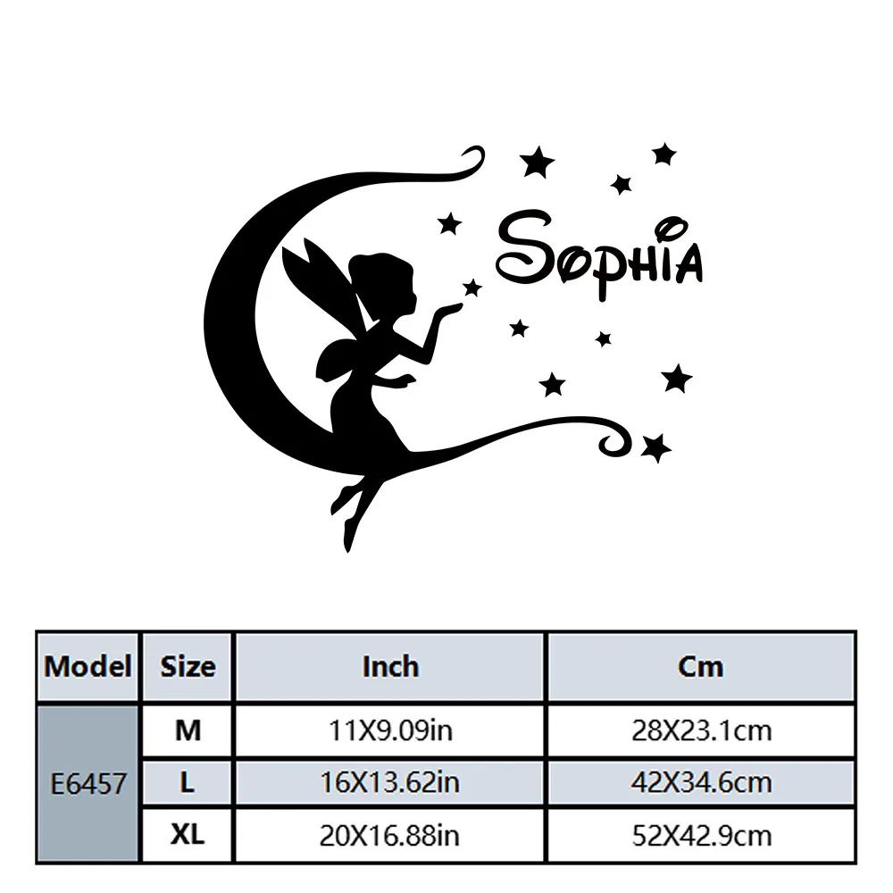 1PC Creative Fairy Moon Stars Custom Name Vinyl Decals Wall Stickers Home Decor Wall Decal Home Decor