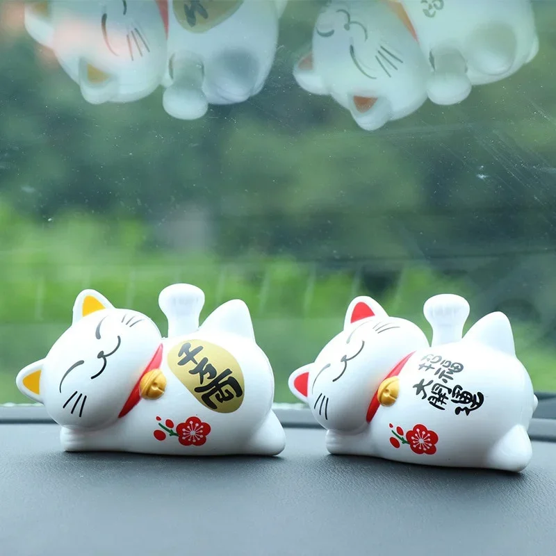 Car Ornament  Sleeping Lazy Cat Solar Decoration Creative Auto Cartoon  Lucky   DollCar Interior Styling