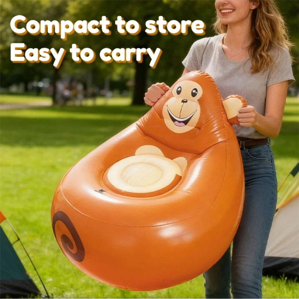 أريكة قابلة للنفخ من مادة PVC الكرتونية للأطفال، أريكة مريحة محمولة، مقعد ناعم ممتع للأطفال #3
