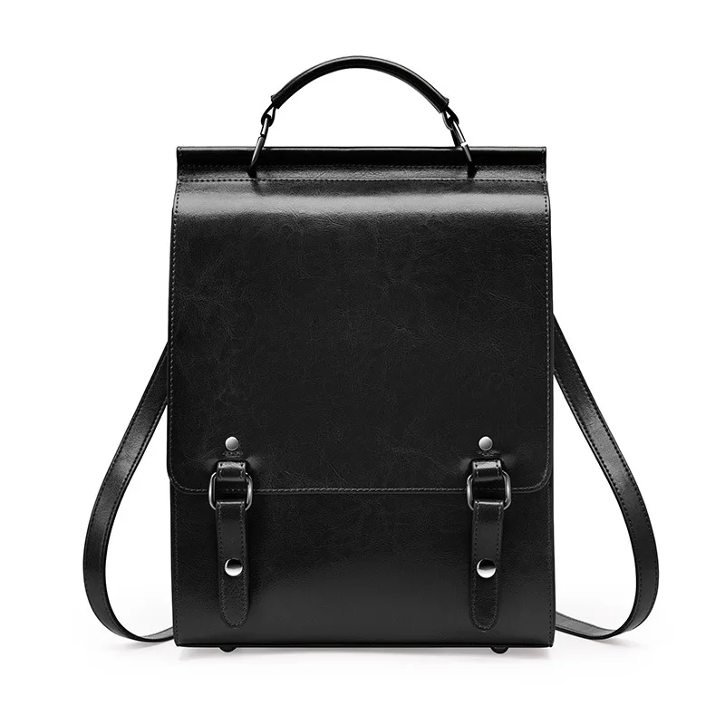 Luxury British Academy Book Bag Genuine Leather Backpacks for Female College Students Laptop Bag Cowhide Back Pack School Bag