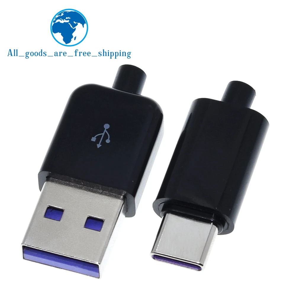 65W 5A PD Fast Charge Type-C USB Male Connector Welding With 5Pin + Type A Male 5Pin USB DIY OTG Data Charge Cable Accessories