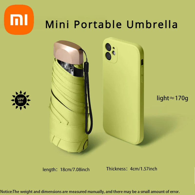 Ombrello da sole Xiaomi protezione UV per esterni Mini ombrello pieghevole a cinque pieghe ultraleggero ombrello parasole portatile in tinta unita