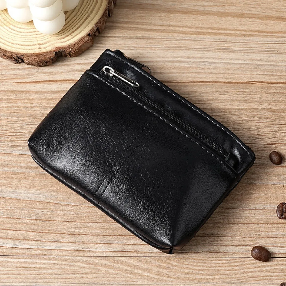 

Fashion PU Leather Zero Wallet Zipper Vintage Card Bag Solid Color Card Holder Unisex