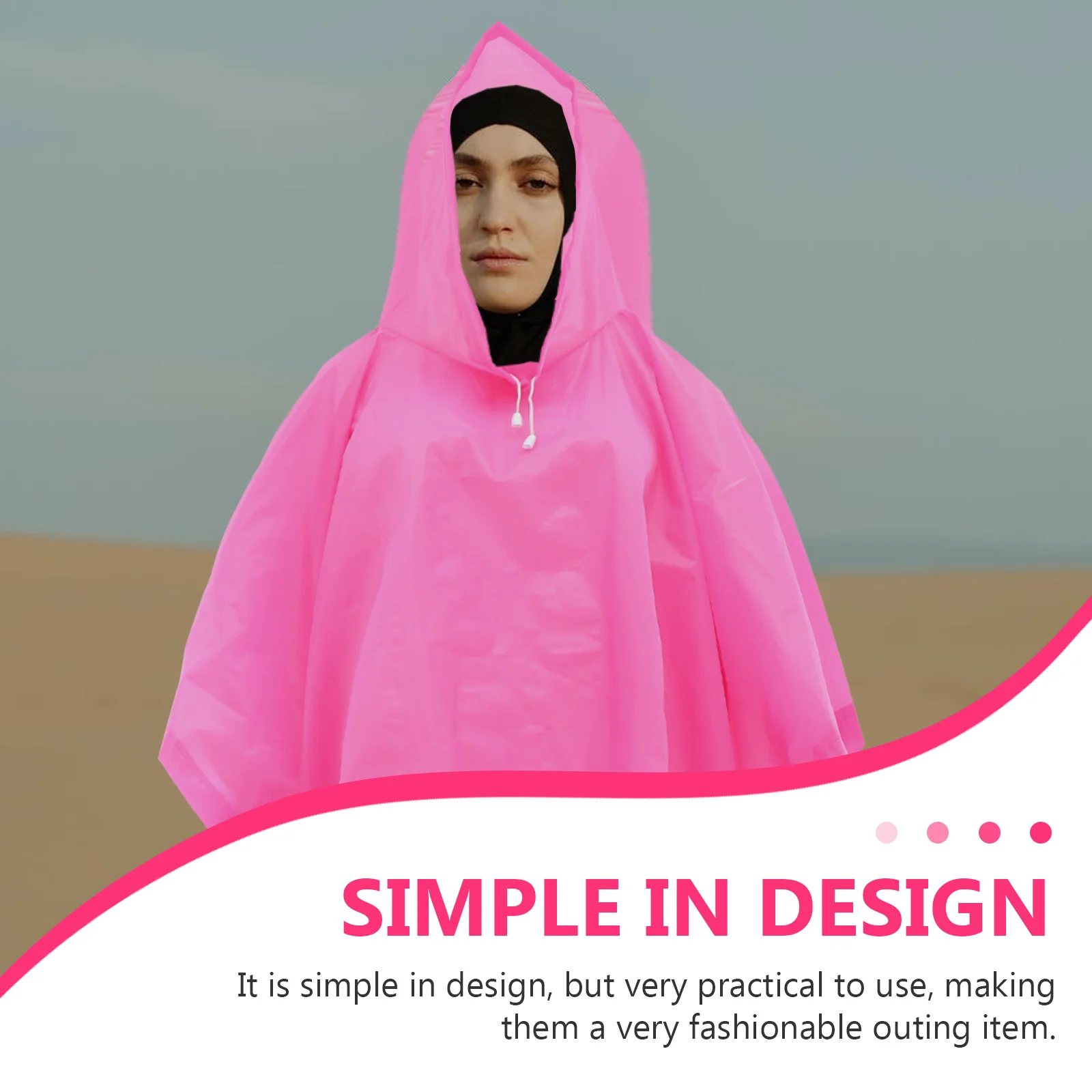

1pc Waterproof Hooded Raincoat Adults Lightweight Outdoor Poncho Rainwear With Drawstring For Travel Cycling Rain