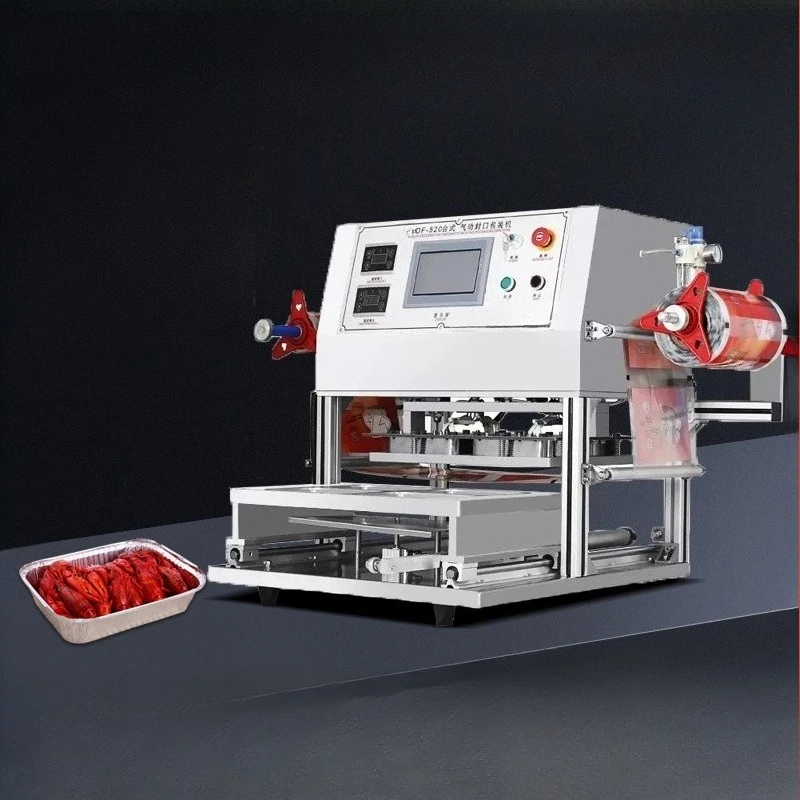 Nitrogen gas sealing machine, fully automatic cling film packaging machine, prepared meal box MAP packaging box sealing machine