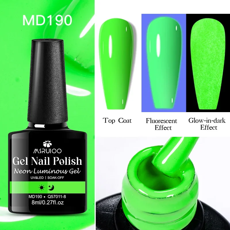 8 ml fluoreszierender, im Dunkeln leuchtender Gel-Nagellack, Neonfarbe, UV-LED-Nagelgel, Soak Off-Gel-Lack, leuchtendes Nail-Art-Gel für den Sommer