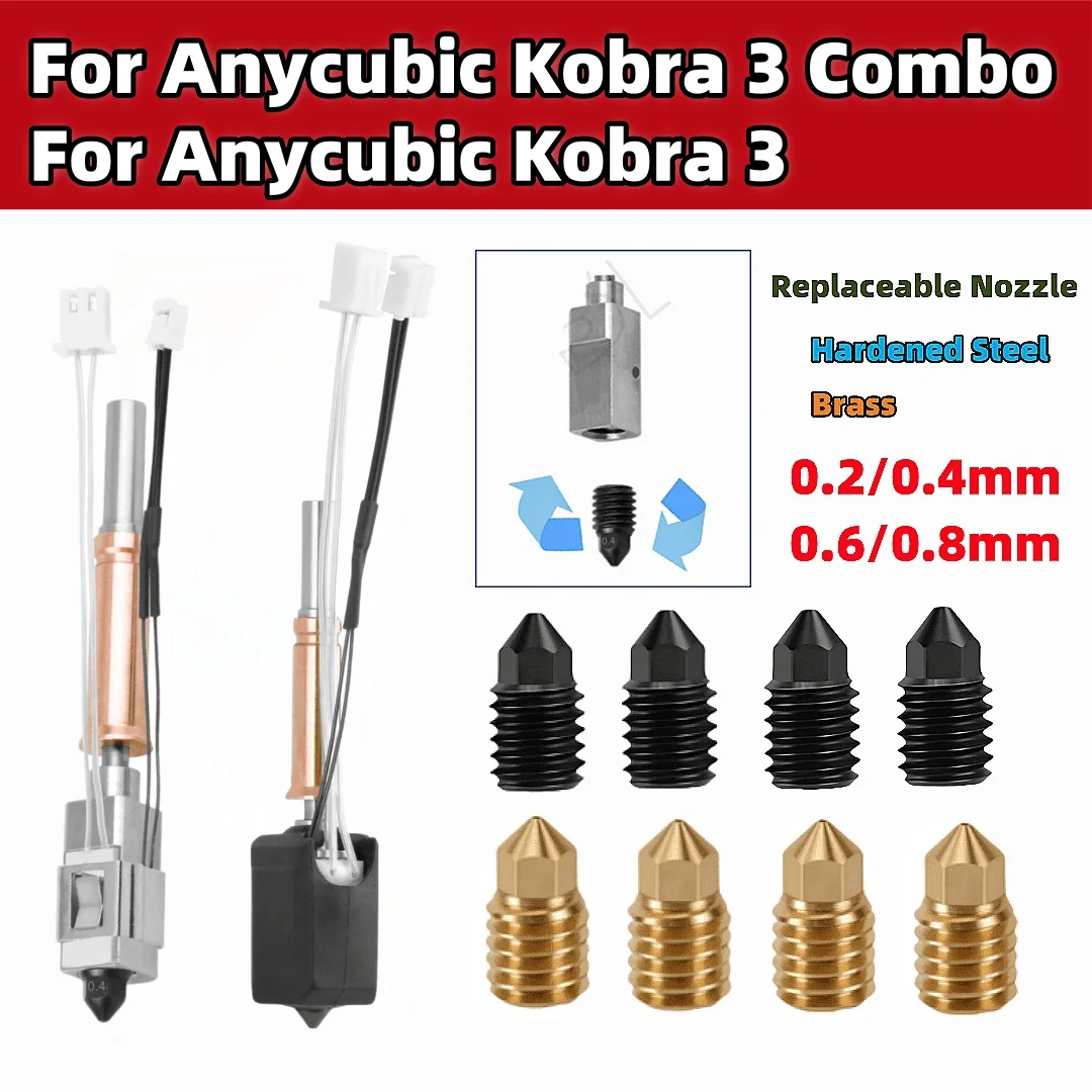 

Для Anycubic Kobra 3 Combo Hotend Kit Bi-metal Heatbreak Hot End 24 В 60 Вт Нагревательная трубка термистора для Anycubic Kobra 3 Upgrade