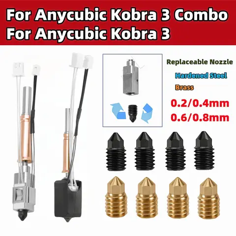Anycubic Kobra 3 콤보 핫 엔드 키트 Bi metal Heatbreak 핫 엔드 Anycubic Kobra 3 업그레이드 용 24V 60W 서미스터 가열 튜브
