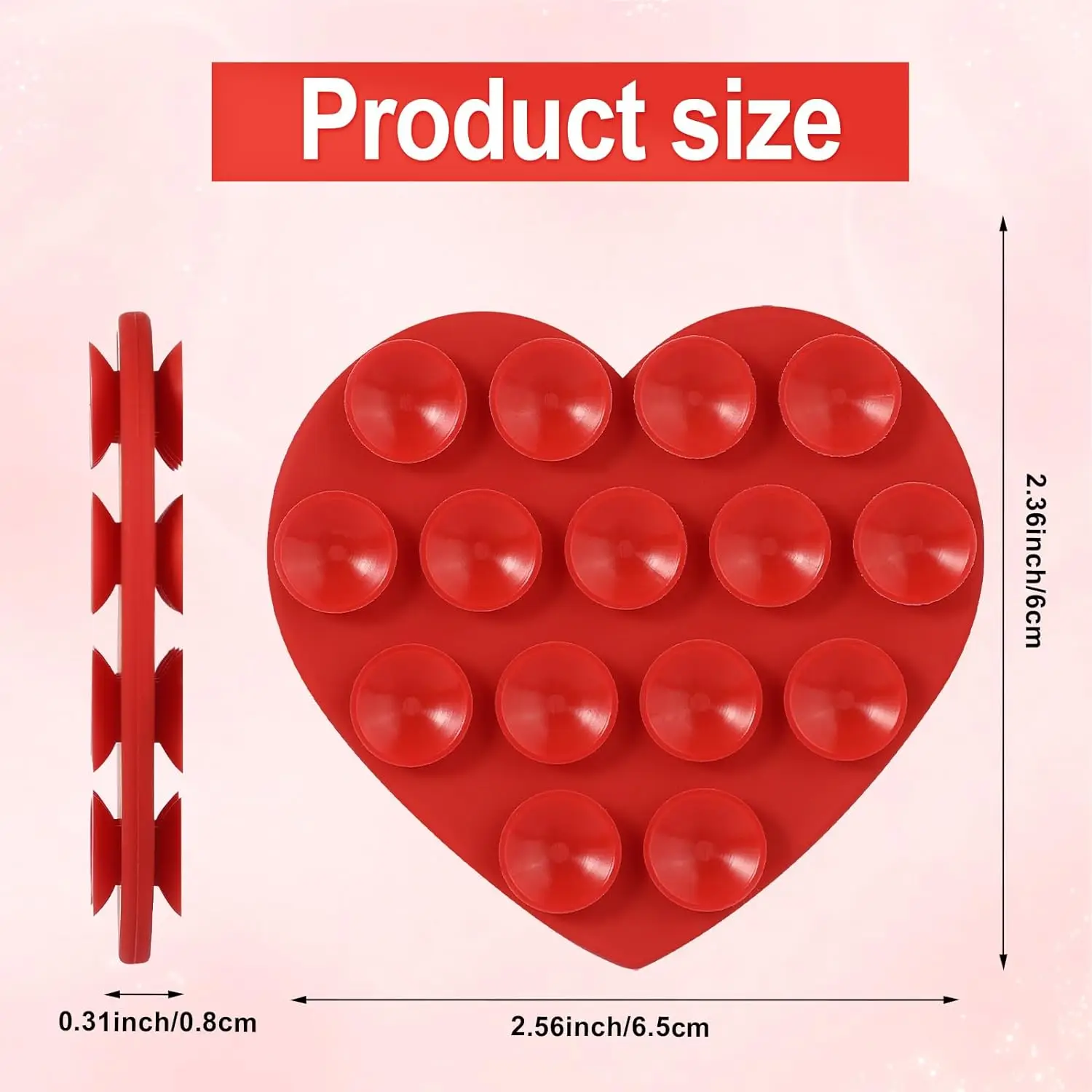 Heart Shape Double Sided Phone Suction Holder, Multi-Purpose Silicone Suction Cup Phone Mount Phone Case Sticky Phone Grip